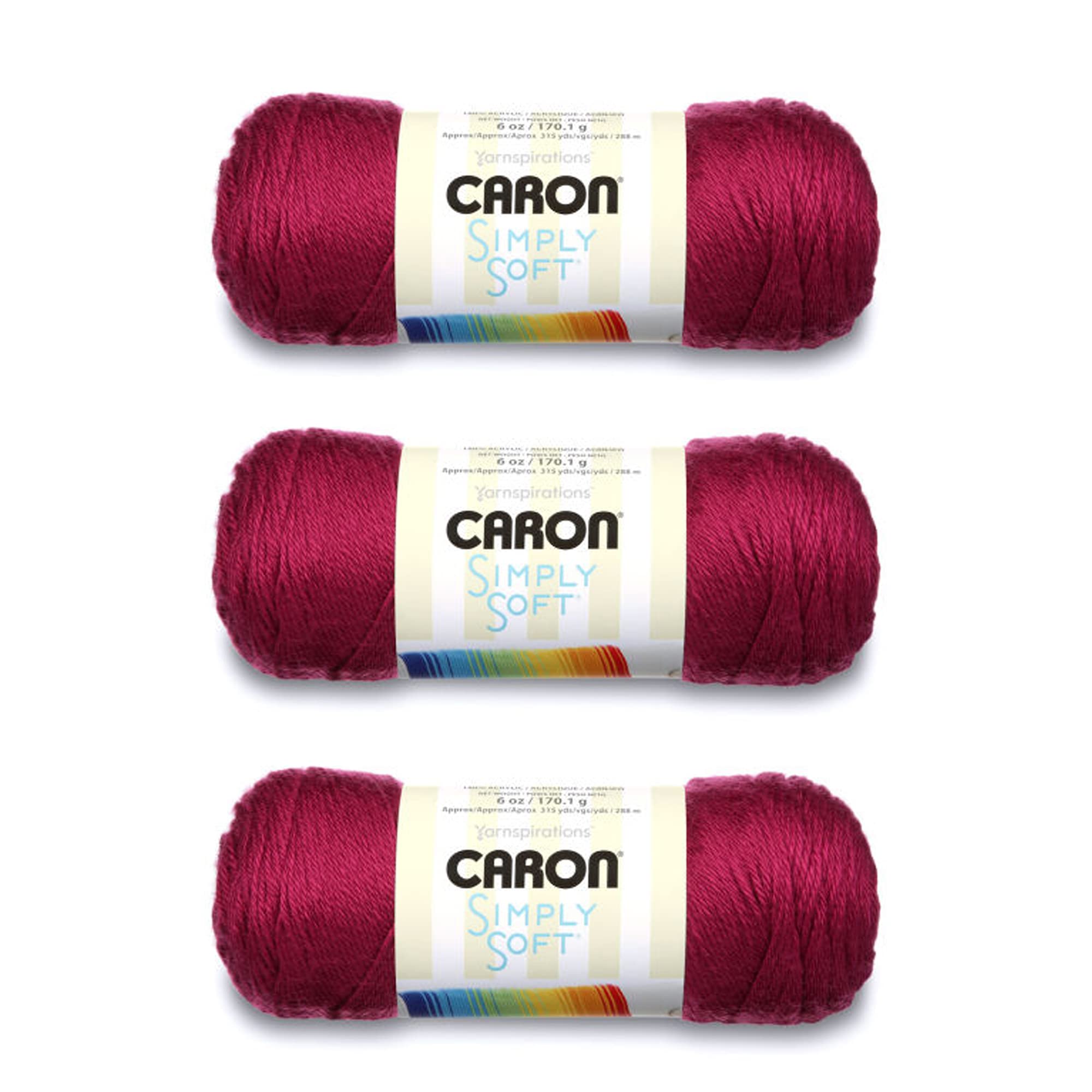 Caron Simply Soft Fuchsia Yarn - 3 Pack of 170g/6oz - Acrylic - 4 Medium (Worsted) - 315 Yards - Knitting/Crochet — image 1