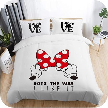 White Black Red Mickey Minnie Mouse 3d Bedding Sets Adult Twin Full Queen King Size Bedroom Duvet Cover Set Mickey Mouse 4 King 3pcs Amazon Co Uk Kitchen Home