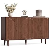 LITTLE TREE 59-Inch Buffet Cabinet Sideboard with Storage, Modern Sideboard Buffet Table with Doors for Living Room, Dining Room (Walnut)
