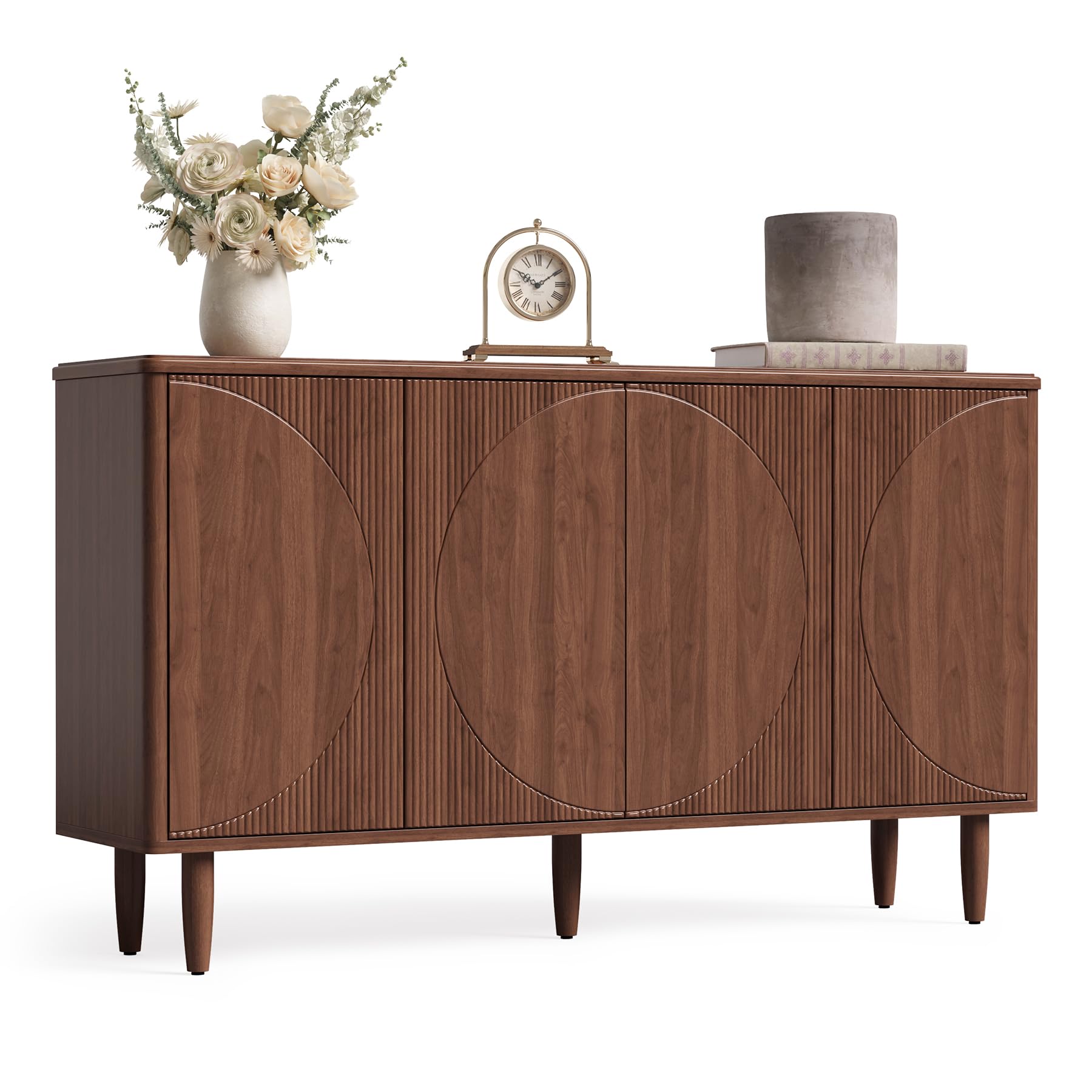Photo 1 of LITTLE TREE 59-Inch Buffet Cabinet Sideboard with Storage, Modern Sideboard Buffet Table with Doors for Living Room, Dining Room (Walnut)LPNPMCT0175477