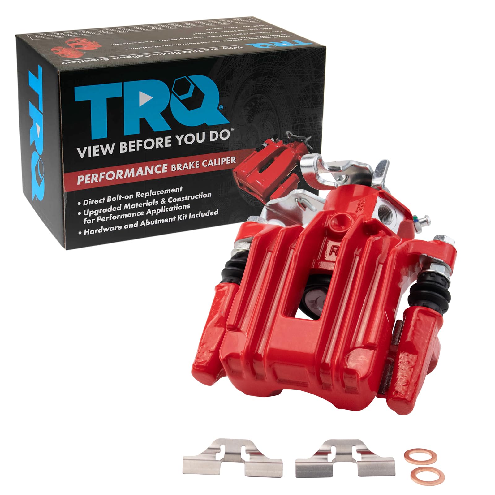 TRQ Rear Right Brake Caliper w/Bracket Performance Red Passenger Side Compatible with 2002-2006 Audi TT TT Quattro 1998-2010 Volkswagen Beetle 1999-2006 Golf