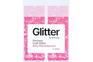 Hemway Premium Glitter Shakers - Baby Pink | Super Chunky Metallic Flake Sequins for Resin & Epoxy Crafts | Craft Supplies for Tumblers, Festival, Hair, Face, Body, Eye & Nail Art | 130 g (2 Pack)