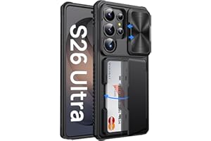 Vihibii for Samsung Galaxy S26 Ultra Case with Card Holder (4 Cards) [RFID Blocking] & Slide Camera Cover, Military Grade Pro