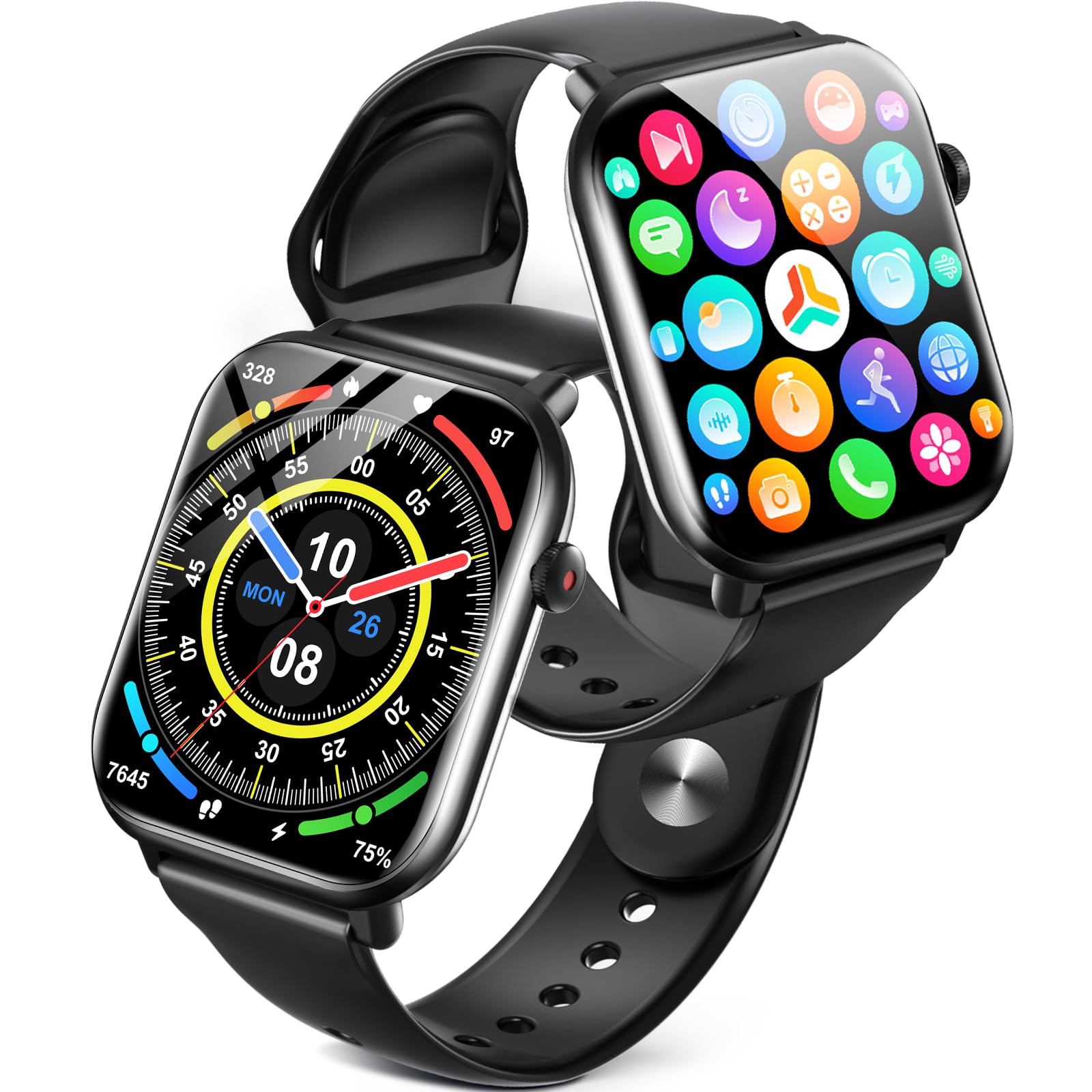 Smart Watch, 2.0-inch Large Screen, Bluetooth Calls, Music Playback, Compatible with iPhone/Android, Activity Meter, GPS, Pedometer, Incoming Call Notifications, IP67 Waterproof, 100 Types of Exercise
