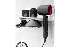 DYSOLVE Puregad Hair Dryer Holder Wall Mount for Dyson Supersonic Airwrap Hair Dryer, Metal Blow Dryer Stand Attachments Storage for Bathroom and Salon, White