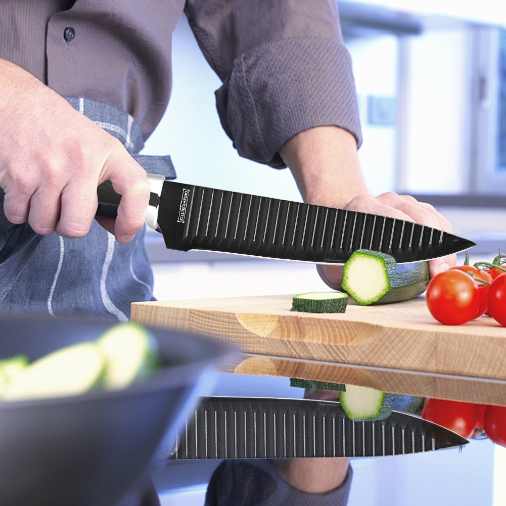 Stainless Steel Knives Kricson 6 Piece Kitchen Knife Set Granite Coated with