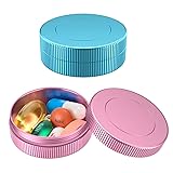 Aufew 2 Pack Mini Pill Case, Metal Travel Pill Box