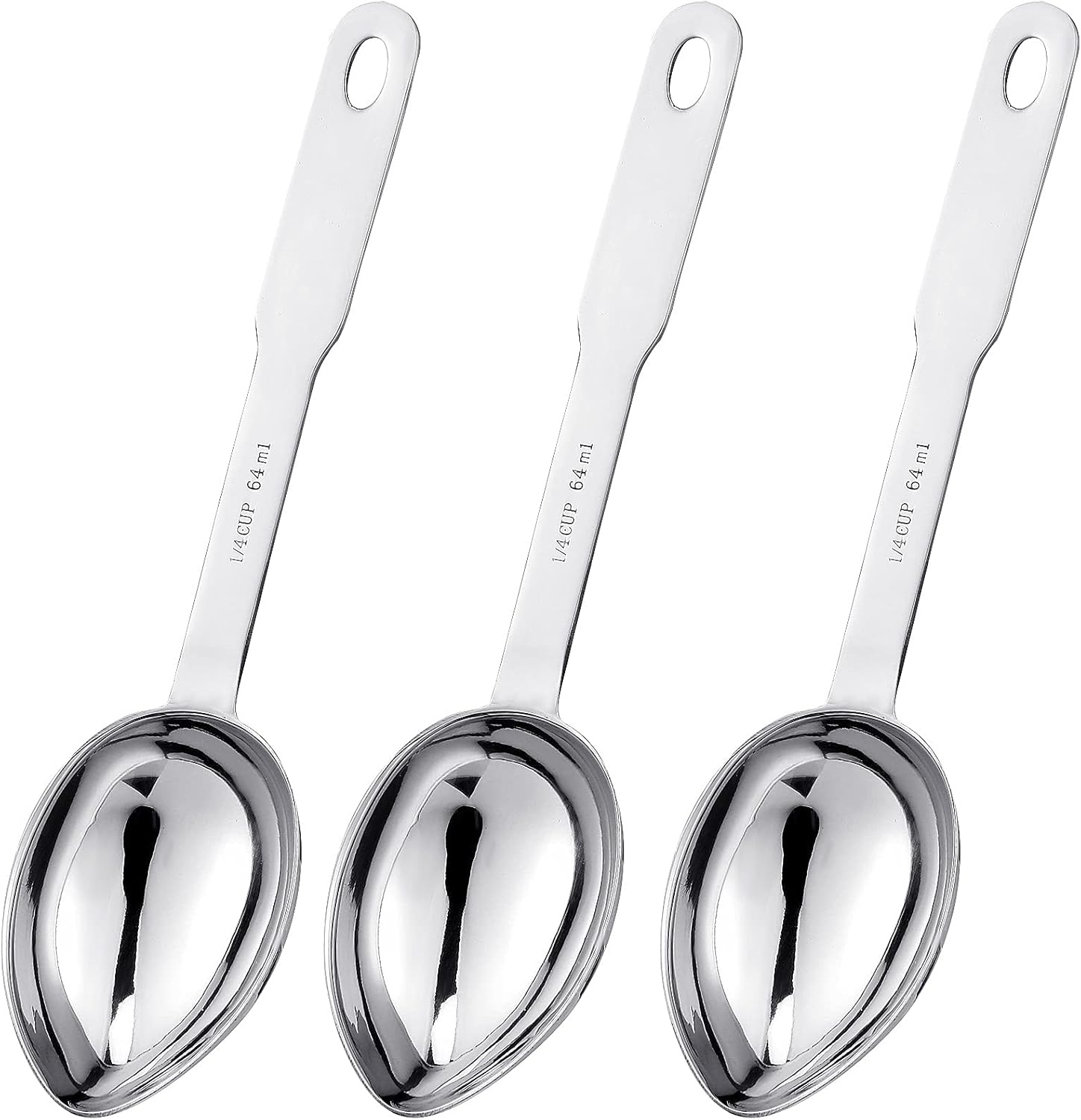 3 Pieces Stainless Steel Oval Scoops Endurance Oval Measuring Scoops Ice Cream Tea Metal Scoops Food Measuring Scoops Multifunctional Scoops for Ice Cream Tea Milk Coffee