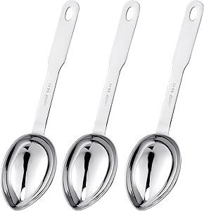 3 Pieces Stainless Steel Oval Scoops Endurance Oval Measuring Scoops Ice Cream Tea Metal Scoops Food Measuring Scoops Multifunctional Scoops for Ice Cream Tea Milk Coffee