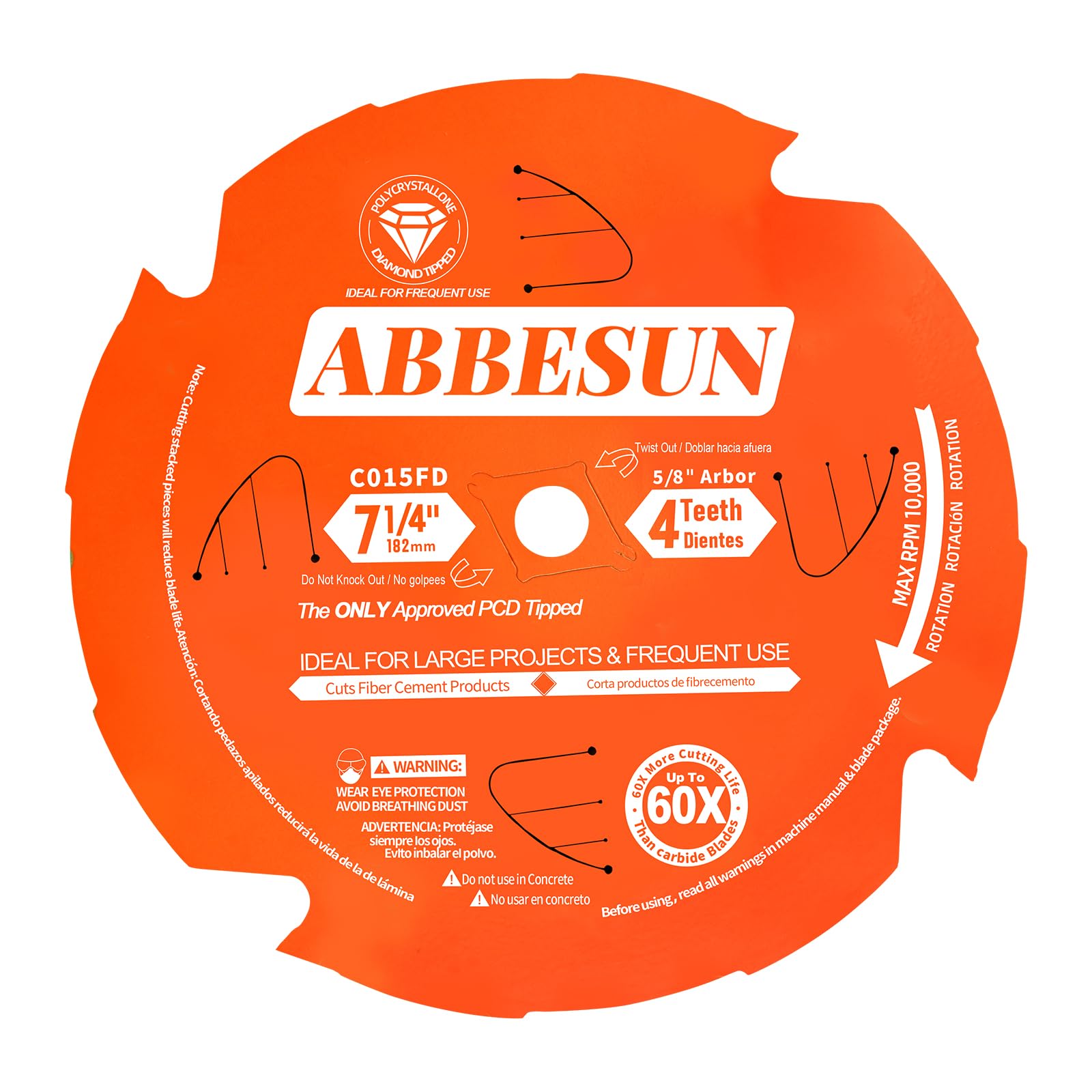 Photo 1 of 1 Pack 7-1/4 Inch 4T PCD Tipped Hardie Blade Fiber Cement Circular Saw Blade with 5/8'' DMK Arbor, for Diablo 7-1/4'' Circular Saw Blade D0704DH, Polycrystalline Diamond Tipped, for Laminate Flooring