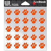 Award Decals Paw (Orange on Clear) Sticker Set (100 Decals) 1" The Original Award Decals Premium 20mil Thick Helmet Decals Made in The USA Since 1976