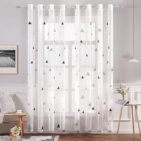 Umi By Lot De 2 Rideaux Voilage Blanc Effet Lin A Oeillet Avec Motif Broderie Bleu Marine 140x175cm Rideau Chambre Bebe Ameublement Et Decoration Decoration De La Maison Schoolofbabywearing Com