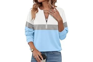 TICTICMISS Womens Sweatshirts Half Zip Fleece Pullover Tops Color Block Quarter Zipper Hoodies Fall Winter Clothes