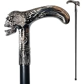 YIVIYAR Walking Cane for Men & Women & Seniors - 36.5 Inch Skull Metal Cane | Heavy Duty 500+ lbs Capacity, Ergonomic Handle, Decorative & Ornate Design, Gothic & Goth Elegant Black & Silver Artistry