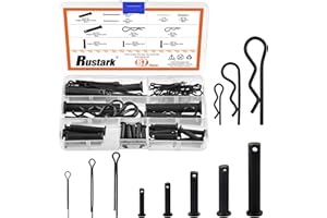 Rustark 67Pcs 11 Sizes M2 M3 M4 M5 M6 M8 M10 M12 Black Cotter Pin Hair Pin Clevis Pin Assortment Kit Zinc Plated R Clips Hair