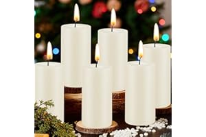 6 Pack Unscented Pillar Candles, 2 x 4 Inch Bees Wax Candles for Home, 210 Hours Long Burning, Dripless Organic Candle Non To