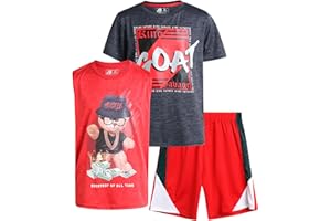 Pro Athlete Boys’ Active Shorts Set – 3 Piece Dry Fit T-Shirt, Tank Top, and Basketball Shorts (8-16)