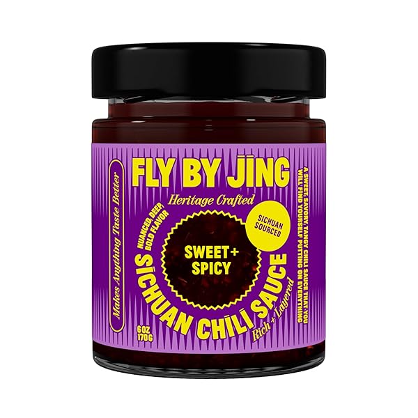 FLYBYJING SWEET + SPICY SICHUAN CHILI SAUCE: PERFECT FOR NOODLES, PROTEINS, VEGGIES, FISH, DUMPLINGS AND EVERYTHING ELSE – HOT SAUCE, MARINADE AND GLAZE MADE W/PREMIUM CHILIS – VEGAN, 6OZ (PACK OF 1)