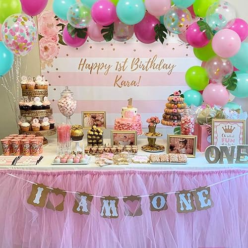 142Pcs Tropical Flamingo Balloon Garland Kit - Hawaii Luau Party Decorations With Palm Leaves