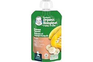 GERBER ORGANIC PURÉE Banana Squash, Baby Food, Meal, 6+ months, 128 ml, 12 Pack, Packaging May Vary