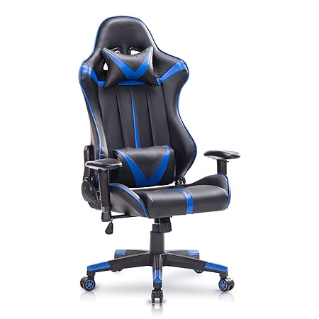 WOLTU® Racing Stuhl Gamingstuhl Bürostuhl Schreibtischstuhl Sportsitz mit Armlehne, mit Kopfstütze und Ledenkissen, höhenvers