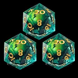 YEMEKO 3Pcs DND Single D20 Dice with 22mm Resin