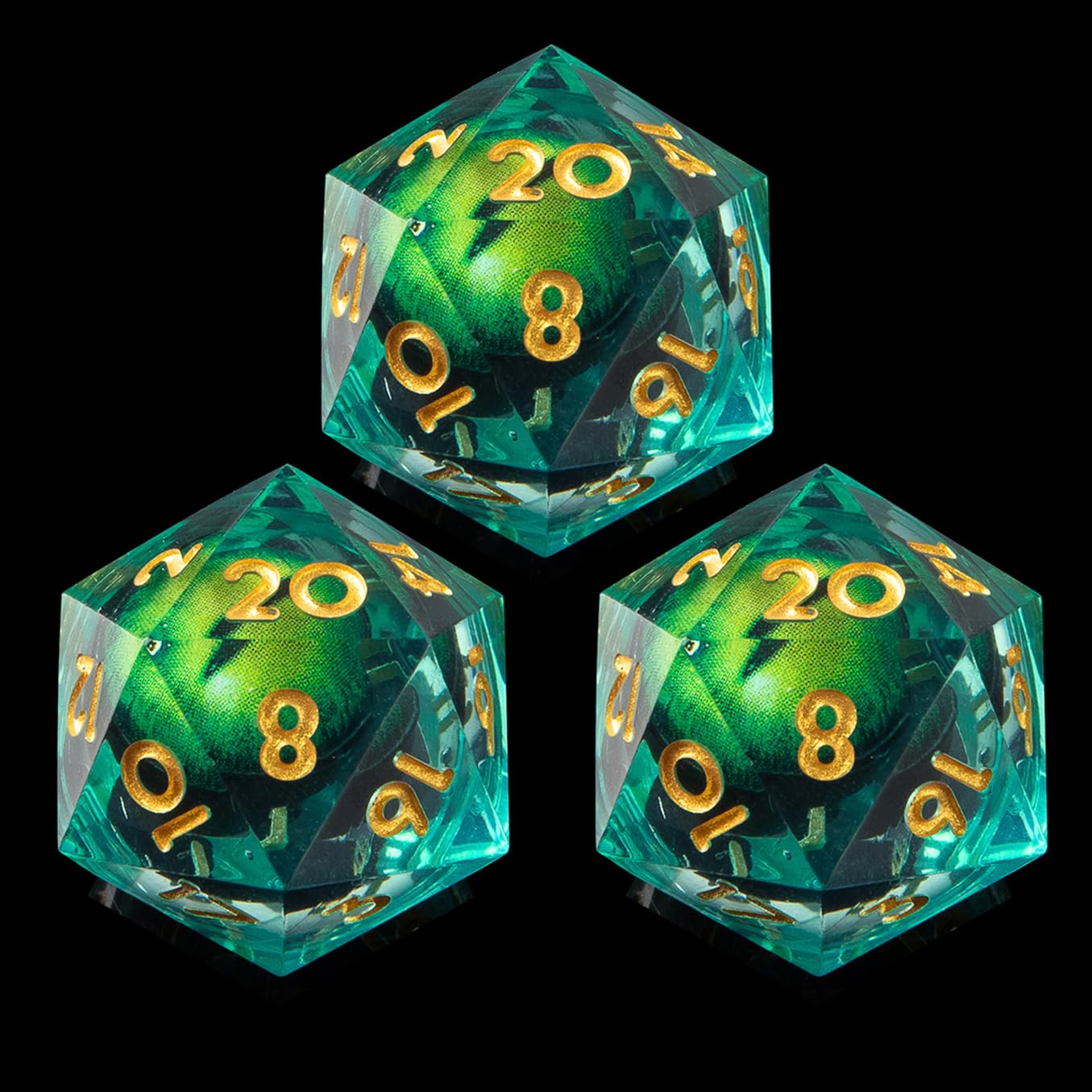 YEMEKO 3Pcs DND Single D20 Dice with 22mm Resin