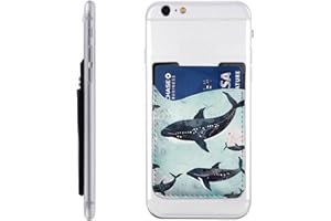 BWLHJKE Whale Phone Wallet - Adhesive Credit Card Holder for Back of Phone Case, Leather ID Card Pouch - Stick On Phone Pocke