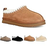 Hoaeiewds Fashion Embroidery Platform Slippers for Women's Fleece Lined Ankle Mini Boots Outdoor Indoor Non-Slip Warm