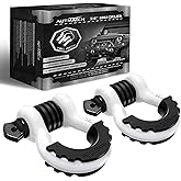 AUTMATCH D Ring Shackle 3/4" Shackles (2 Pack) 41,887Ibs Break Strength, Clevis Shackle with 7/8" Screw Pin and Shackle Isolator Washers Kit for Tow Strap Winch Off Road Vehicle Recovery, White