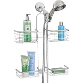 iDesign Hanging Handheld Shower Hose Caddy, Chrome | Storage for Shampoo, Conditioner, Body Wash