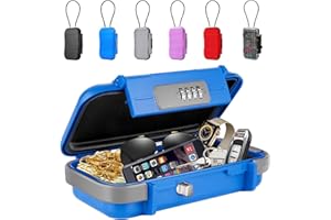 BKNOOU Travel Safe Lock Box,Portable Safe for Travel,Anti-Theft Beach Safe Box Waterproof Small Combination Lock Box with Removable Chain,Security Safe Box for Dorm,Travel,Beach,Hotel,Car,Home,Office
