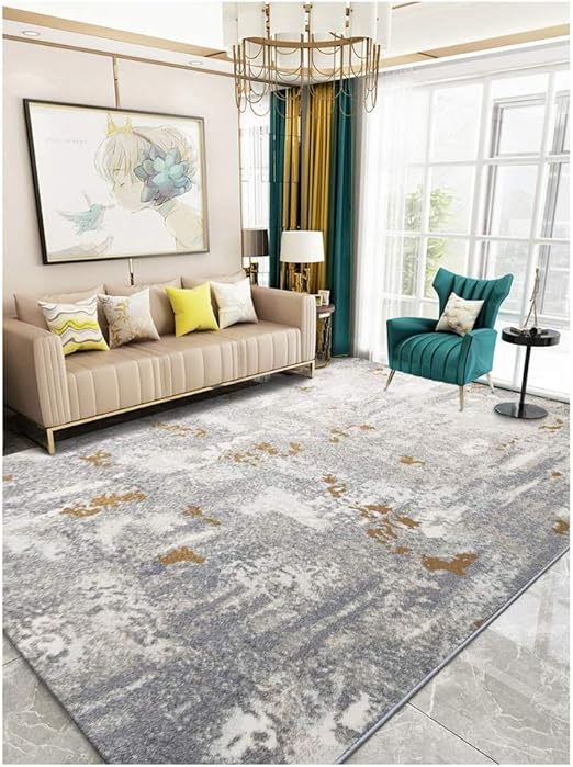 QUD Beige Gray Bedroom Rug Plush Area Rug Modern European