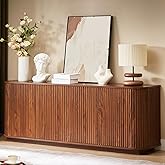 Fluted Walnut TV Stand for TVs Up to 75 inch,Mid Century Modern TV Console for Living Room, Television Stands,Entertainment Center with Curved Profile Design, Media Console for Bedroom