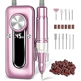 TUOBEO Nail Drill Electric Nail File Kit 45000 RPM Professional Efile Nail Set,Cordless Portable Rechargeable Acrylic Gel Nail Polish Remover Machine Pedicure Manicure Tool with 11 Bits for Salon Home