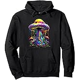 Trippy Rainbow Mushroom Colorful Rave Fastival Fungi Art Pullover Hoodie