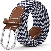 GAEKEAO Elastic Braided Belt for Men 1 3/8" Stretch Woven Belt for Golf Casual Pants Jeans - Black