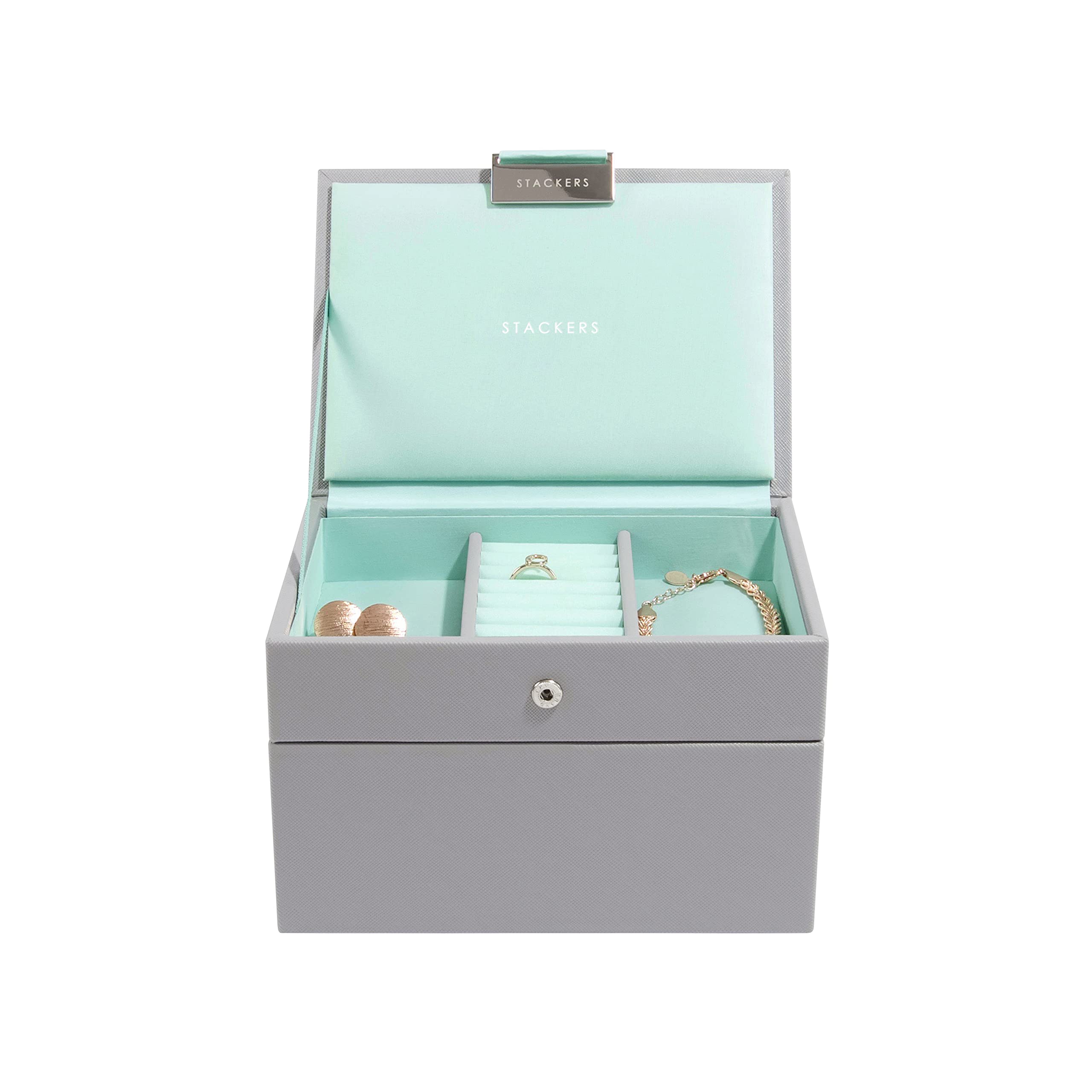Stackers Dove Grey & Mint Mini Jewellery Box - Set of 2