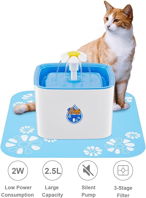 Wolfwill Fontaine à Eau 25l Silencieux Pour Chat Et Chien Fleur Avec Filtre Fontaine à Chat Cascade Retient Les Odeurs Et Bactéries Abreuvoir Avec
