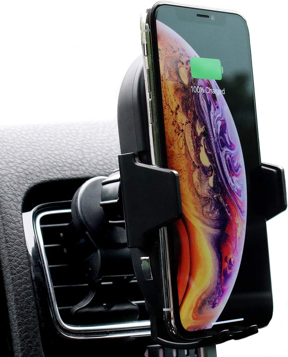 Bolt Car Mount and Qi Fast Wireless Charger with Auto Sense Locking for iPhone X, XS, 8, Plus, Galaxy S10, S9, S8, and Qi-Enabled Devices