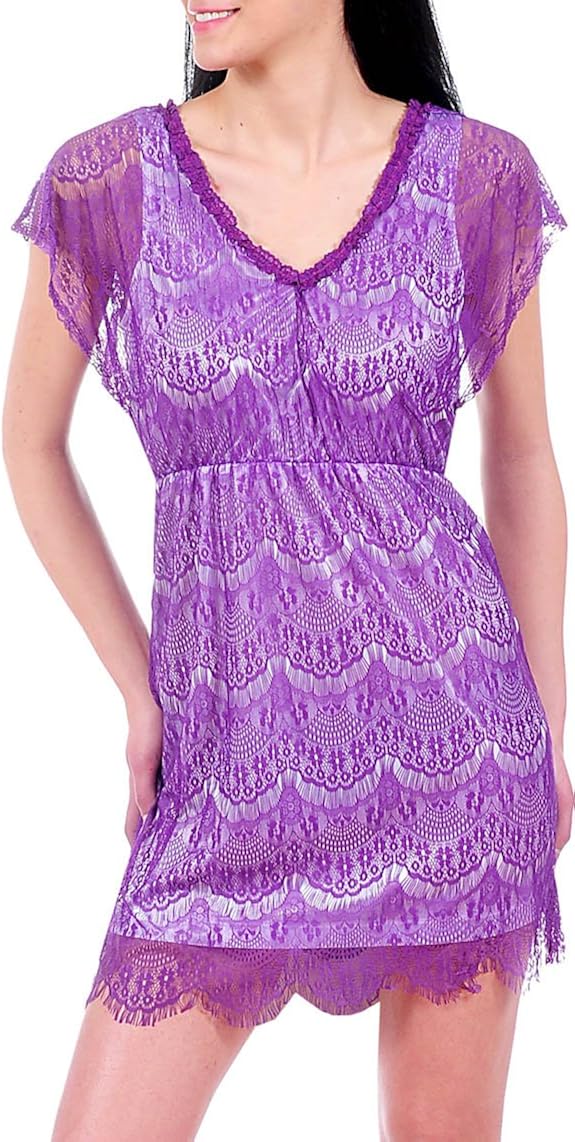 Sexy Purple Lace Babydoll Party Cocktail Dress S M L at Amazon Women’s