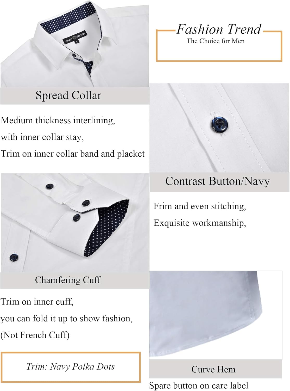 Alex Vando Mens Dress Shirts Regular Fit Long Sleeve Men Shirt at  Men’s Clothing store