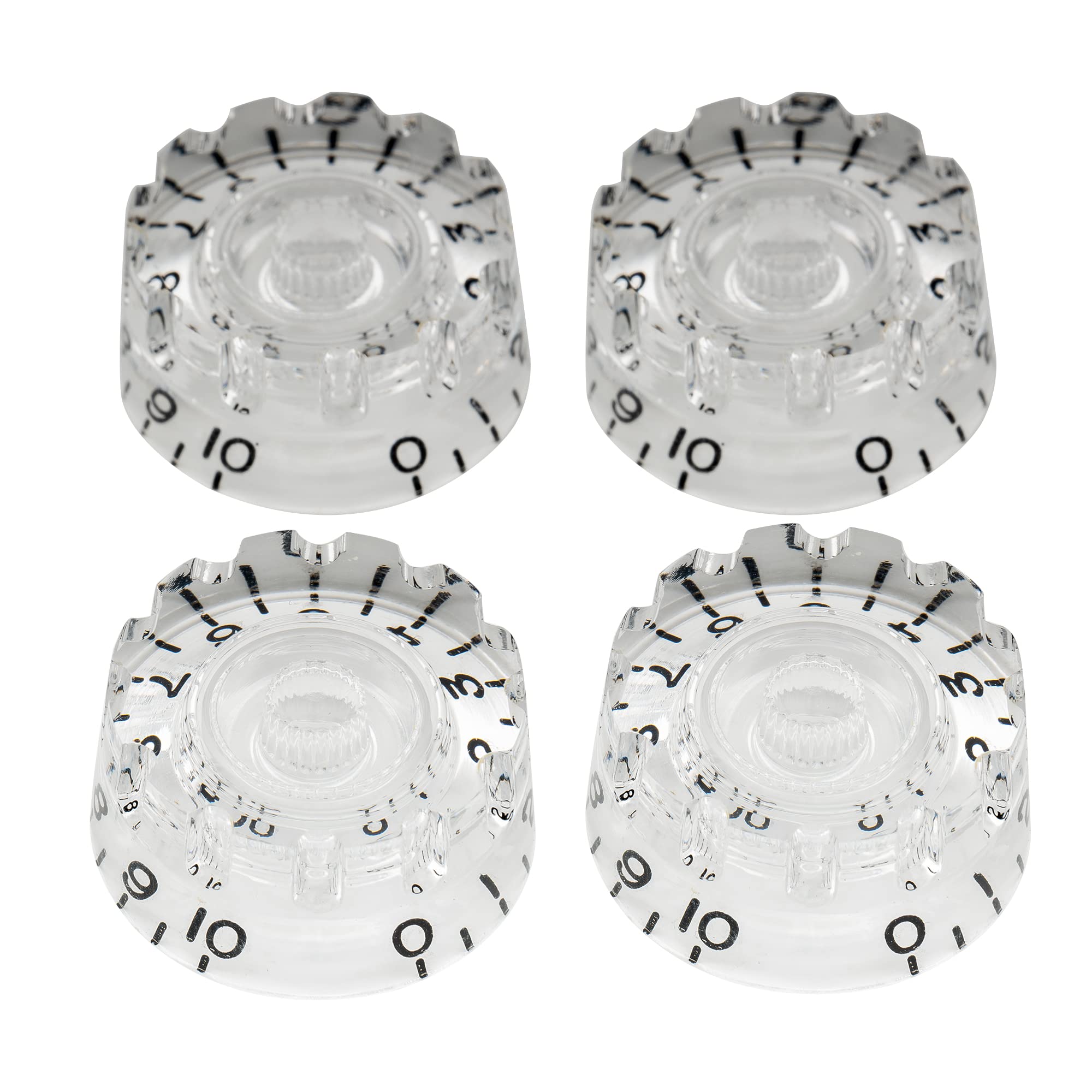 Musiclily Pro Inch Size Knurled Guitar Control Speed Knobs Compatible with USA Made Les Paul Style Electric Guitar, Transparent (Set of 4)