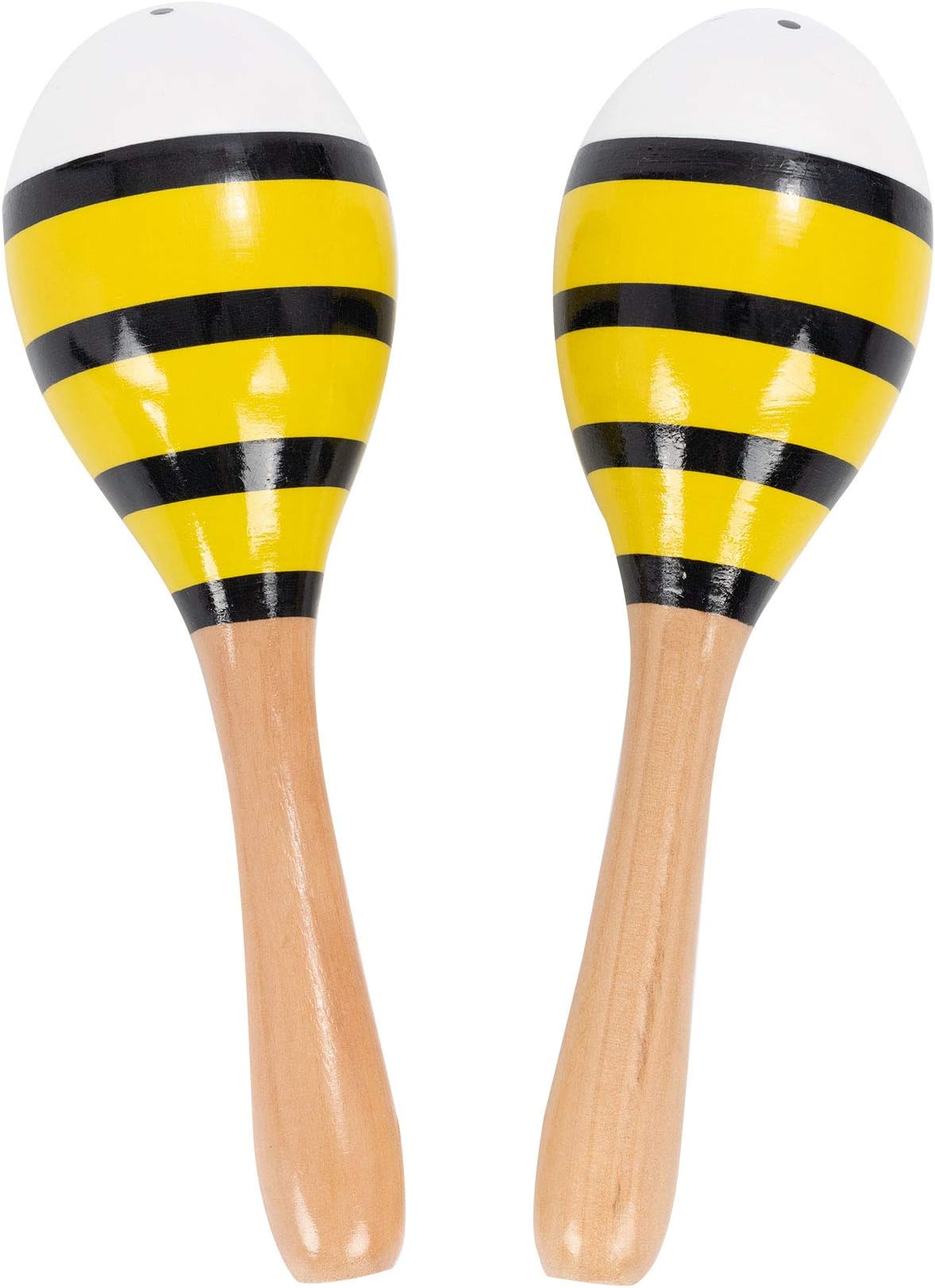 Percussion Plus PP3111 Wooden Maracas, Yellow Stripes