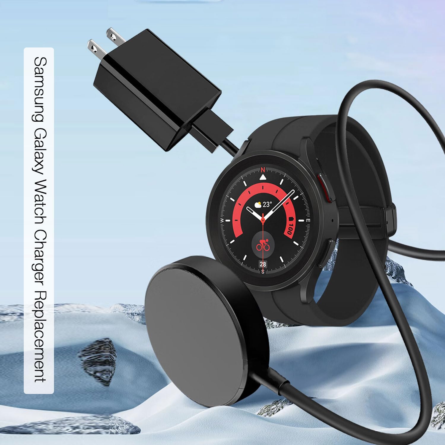 Watch Charger Compatible for Samsung Galaxy Watch 8/8 Classic,7/6/Ultra, 5/5 Pro/4/4/6 Classic/3/Active 2/Active 1, Magnetic Wall Fast Charging Adapter & Cable, Magnetic Wireless Charging Cable 3.3FT