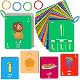 48 Arabic Toddler Flash Cards, Baby Cognitive Flashcards for Kids, Learn Arabic Letters, Number, Color, Shape &amp; Sight Words, Educational Toys with English Transliteration for Preschool Kindergarten