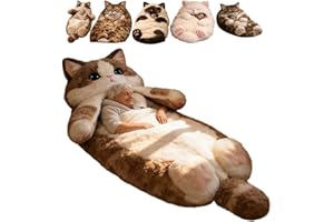 Washable Plush Cat Print Envelope Sleeping Bag, Giant Fluff y Adult Animal Sleepings Bags with Soft Flannel Lining Self, Cat 