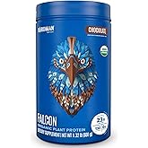 BIRDMAN Falcon Vegan Protein Powder Organic, Stevia & Sugar Free, Plant Based Protein, Low Carb, Dairy Free, Keto, Non Whey Protein, Probiotic, Pea Protein | Chocolate Flavor - 18 Servings - 1.32lb