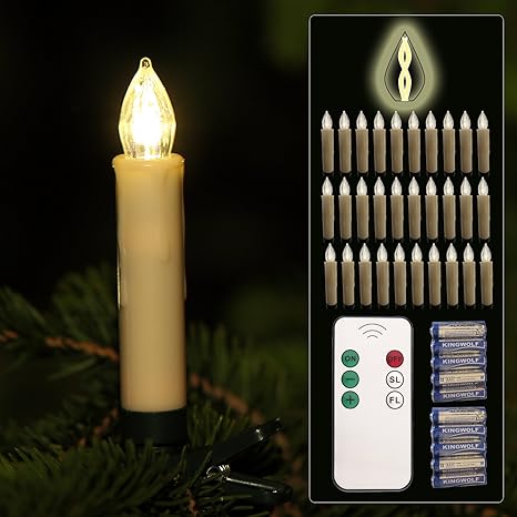 30 Christbaumkerzen Led Baumkerzen Kabellos Mit Batterien Dimmen Flackern Amazon De Kuche Haushalt
