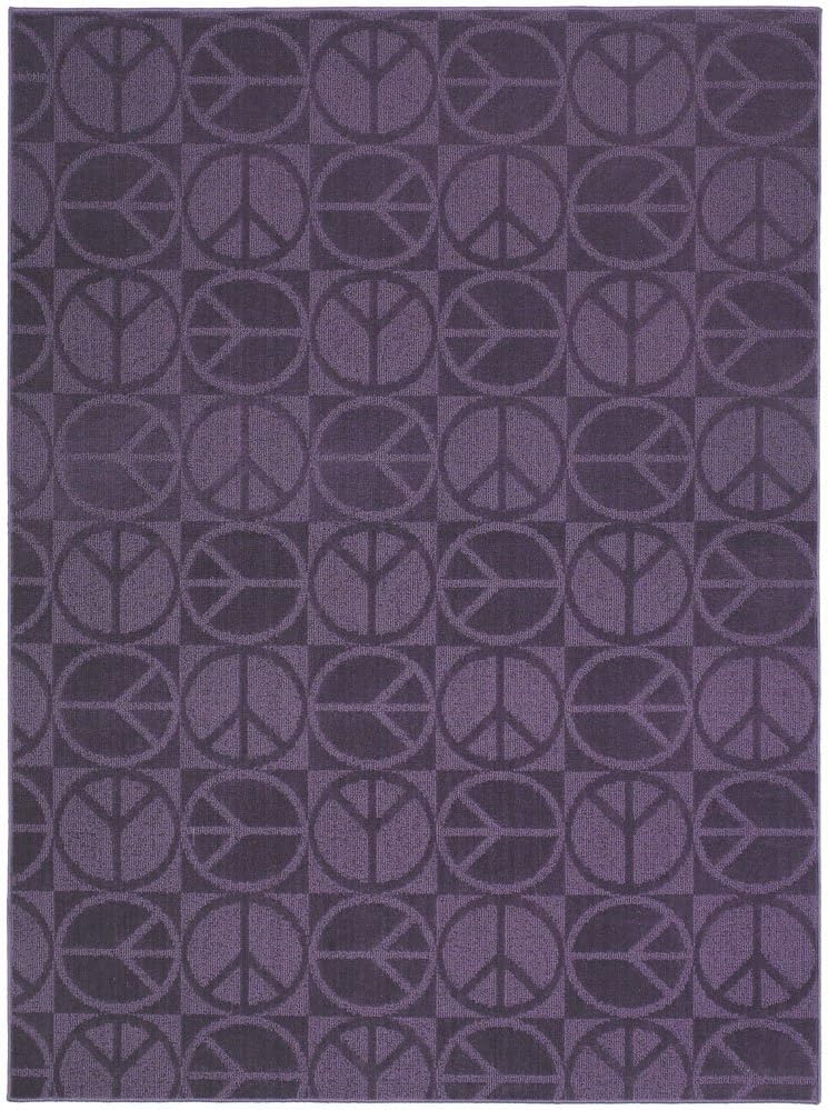 Kids Girls Childrens Nursery Area Rug BRAND NEW Carpet Purple 5' x 7' peace sign